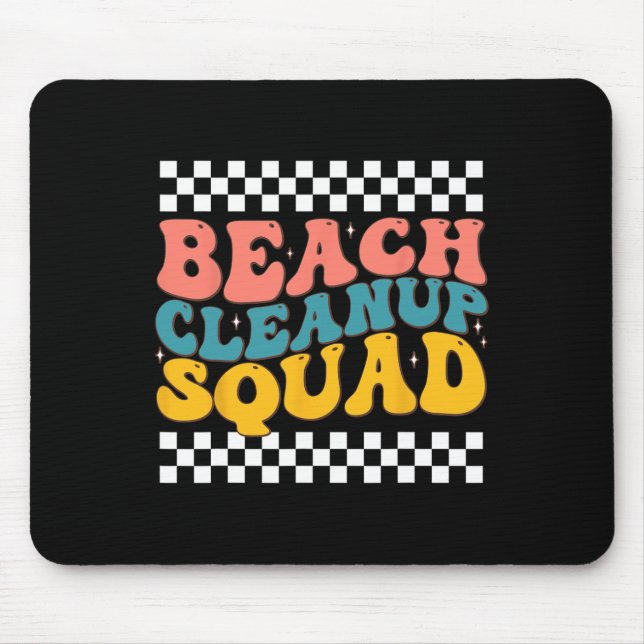 Beach Cleanup Squad Groovy Retro Design For Earth  Mouse Mat (Front)