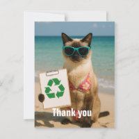 Beach Cleanup thank you card for Cat Lovers
