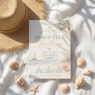 Beach Club Birthday Invitation Coastal Nautical