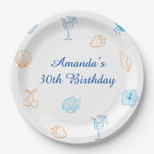Beach Club Birthday Paper Plate