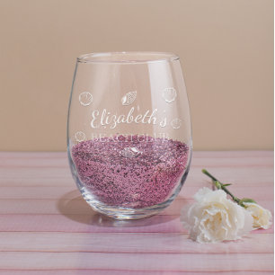 Beach Club Birthday Stemless Wine Glass