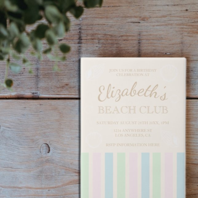 Beach Club Birthday Vellum Invitations (Creator Uploaded)