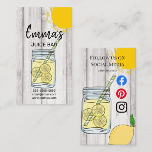 beach club juice bar cafe lemonade lemon sun sunny business card