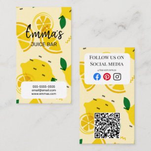 beach club juice bar cafe lemonade lemon sun sunny business card