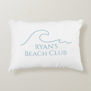 Beach Club Stripe Cabana Custom Name Decorative Cushion