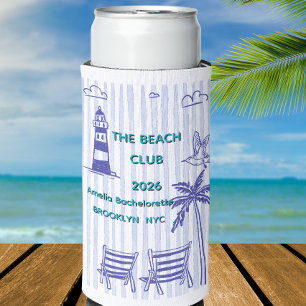 Beach club theme bachelorette party seltzer can cooler