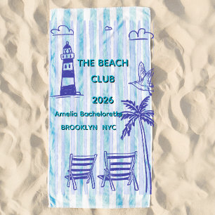 Beach club theme bachelorette party towel