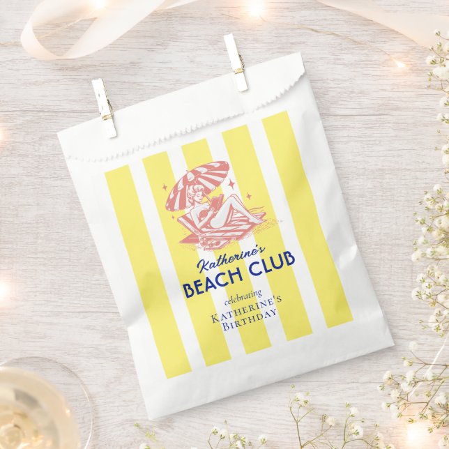Beach Club Yellow Summer Reading Birthday Party Favour Bags (Clipped)