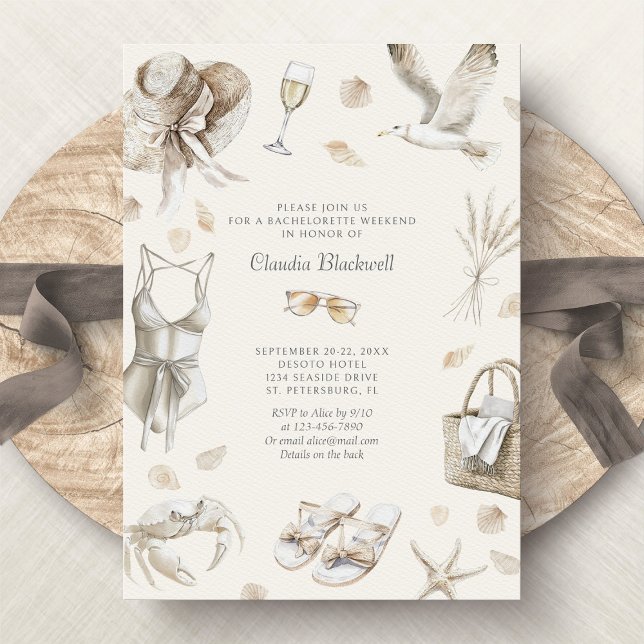 Beach Coast Tropical Bachelorette Weekend Invitation (Creator Uploaded)