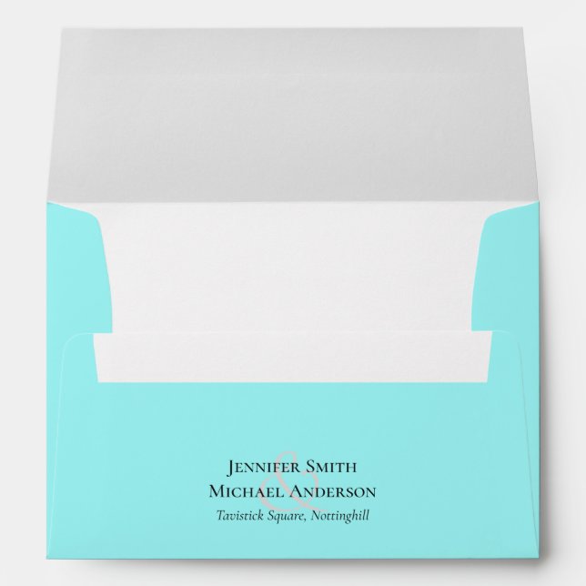 Beach Coastal Aqua Blue Self Addressed Envelope (Back (Bottom))