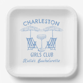 Beach Coastal Blue Bachelorette Party Paper Plate