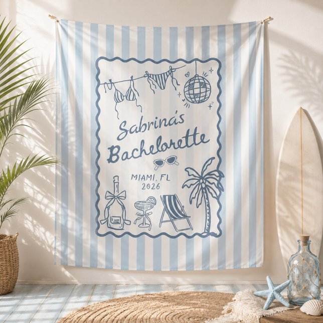 Beach Coastal Blue Bachelorette Party Tapestry (Creator Uploaded)