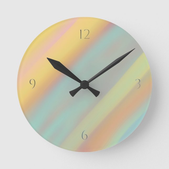 Beach Coastal Blue Green Yellow Colourful  Round Clock (Front)