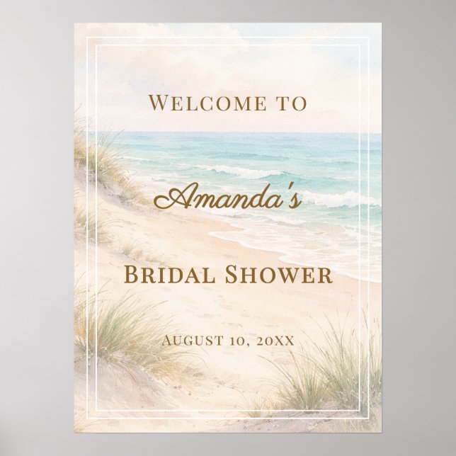Beach coastal Bridal Shower welcome Poster (Front)