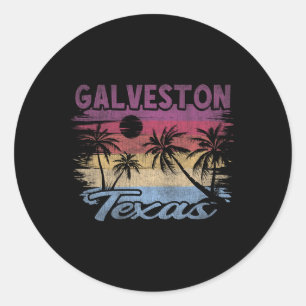 Beach Coastal City Vacation Souvenir Galveston Classic Round Sticker