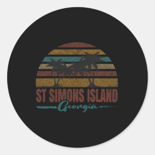 Beach Coastal City Vacation Souvenir St Simons Isl Classic Round Sticker