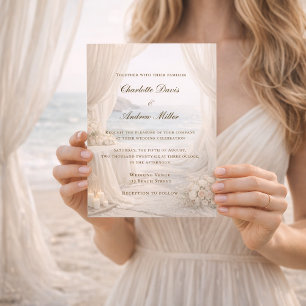 Beach coastal elegant wedding invitation