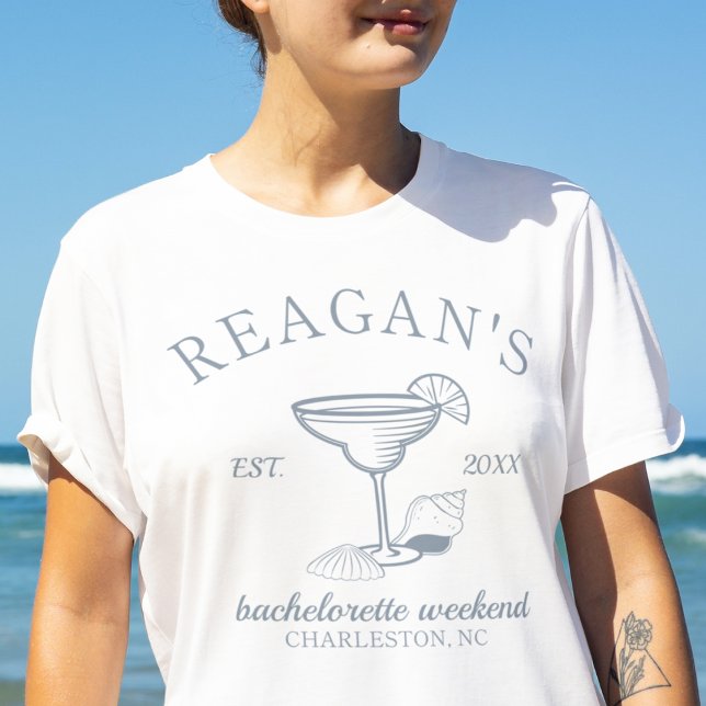 Beach Coastal Girls Weekend Bachelorette Party T-Shirt (beach girls trip weekend bachelorette party shirt "last toast on the coast" blue nautical cute sea)