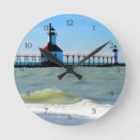 Beach Coastal Lighthouse Pier Ocean Waves Blue Sky