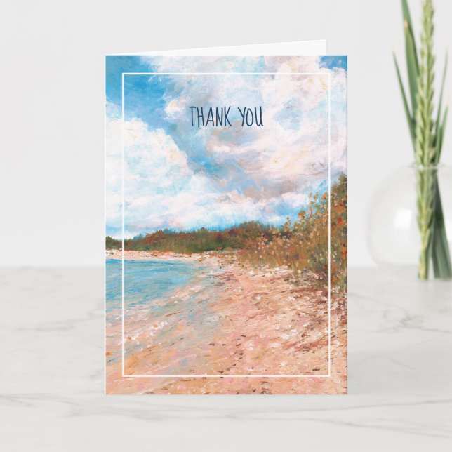 Beach Coastal Michigan Shoreline Thank You Card (Front)