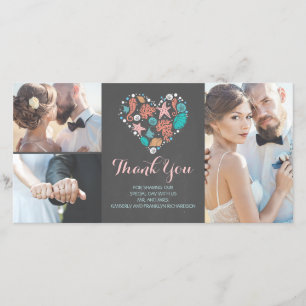 Beach Coastal Nautical Heart Wedding Thank You Card