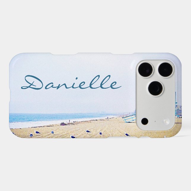 Beach Coastal Ocean Seagulls Photo Name Script (Back (Horizontal))