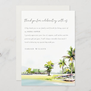 Beach Coastal Palm Tree Watercolor Bridal Shower Thank You Card