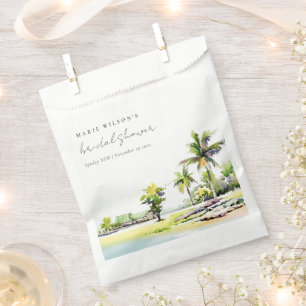 Beach Coastal Palm Trees Watercolor Bridal Shower Favour Bags
