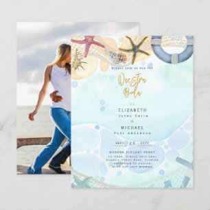 Beach Coastal Photo Nuestra Boda Invitation