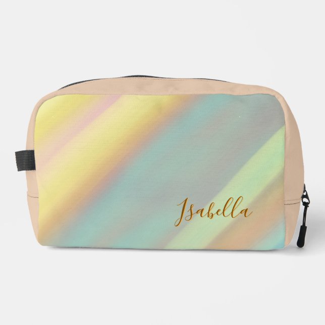 Beach Coastal Seashell Pattern Custom Name Dopp Kit (Front)