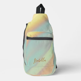 Beach Coastal Seashell Pattern Custom Name Sling Bag