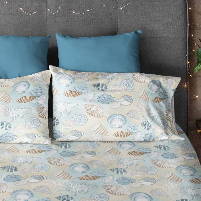 Beach Coastal Seashells Pattern Pillowcase (Creator Uploaded)