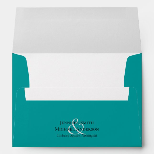 Beach Coastal Teal Blue Self Addressed Envelope (Back (Bottom))