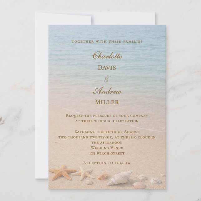 Beach coastal wedding invitation (Front)
