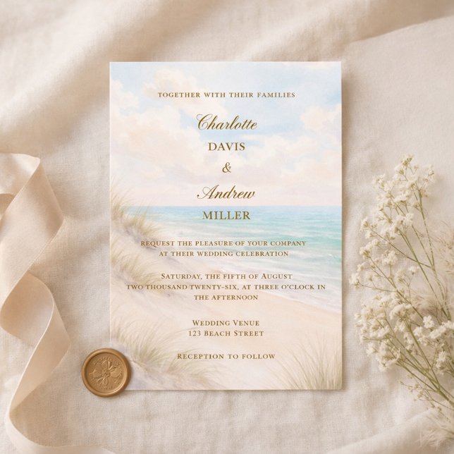 Beach coastal wedding invitation (Creator Uploaded)