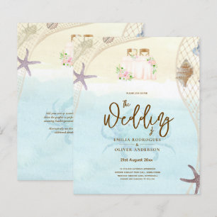 Beach Coastal Wedding Invitation Sand Ocean Life