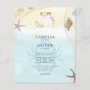 Beach Coastal Wedding Invitation Sand Ocean Life Flyer