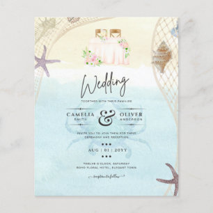 Beach Coastal Wedding Invitation Sand Ocean Life Flyer