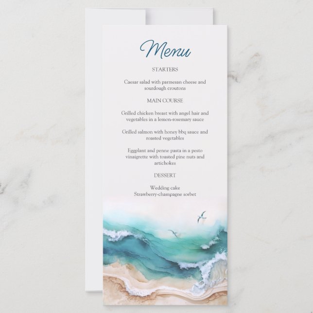 Beach Coastal Wedding Menu (Front)