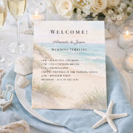 Beach coastal wedding program timeline