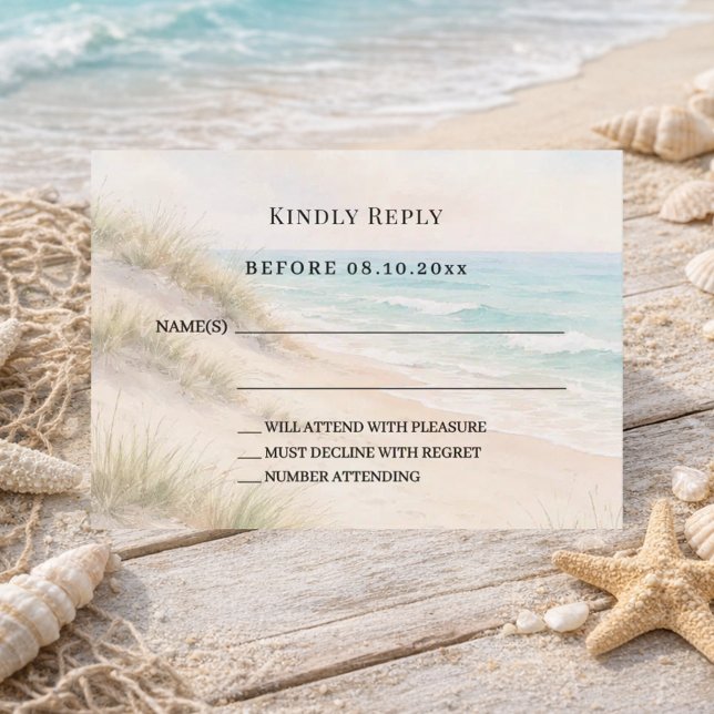 Beach coastal wedding response RSVP Card (Creator Uploaded)