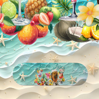 Beach Cocktail Tropical Fruits Ocean Wave Starfish Skateboard