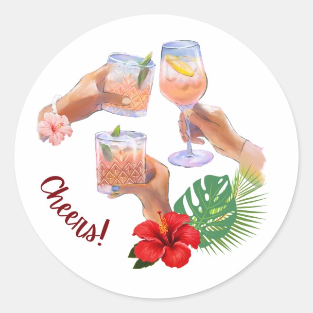 Beach Cocktails Party  Classic Round Sticker (Front)