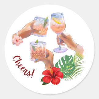 Beach Cocktails Party  Classic Round Sticker