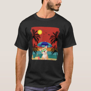 Beach Coconut Tree Retro American Eskimo Dog Summ T-Shirt