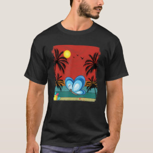 Beach Coconut Tree Retro Graphic Butterfly  Summer T-Shirt