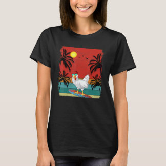 Beach Coconut Tree Retro Graphic Chicken Lover Sum T-Shirt