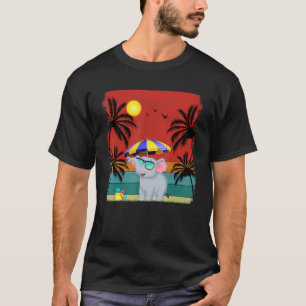 Beach Coconut Tree Retro Graphic Elephant Summer T-Shirt
