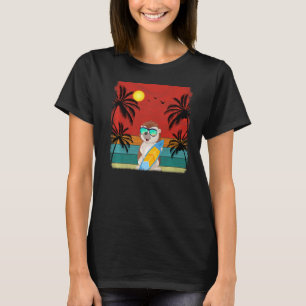 Beach Coconut Tree Retro Graphic Hedgehog Summer T-Shirt