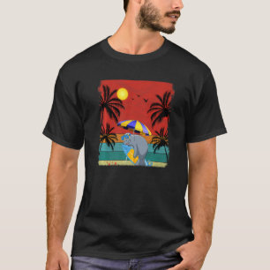 Beach Coconut Tree Retro Graphic Manatee Summer T-Shirt
